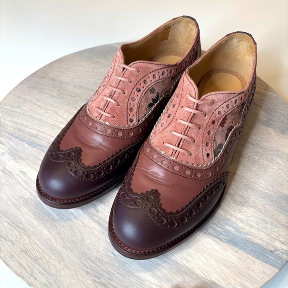 The Office of Angela Scott Mr. Doubt Floral Brogue Oxfords Pink Leather 38 US 8 - Picture 4 of 13